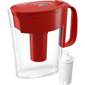 imageBrita Water Filter Pitcher for Tap and Drinking Water with 1 Standard Filter Lasts 2 Months 6Cup Capacity BPA Free Red