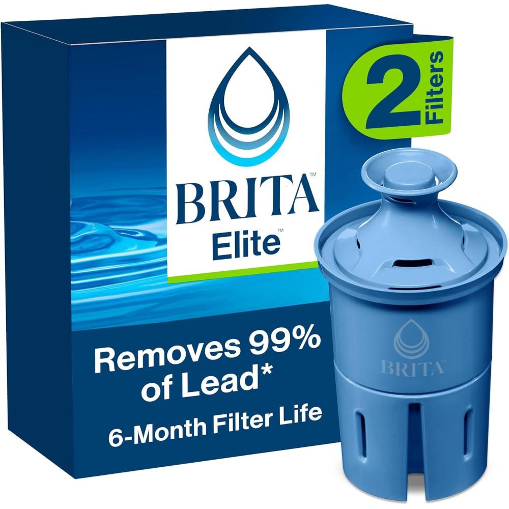 imageBrita Elite Water Filter Replacement for Pitchers and Dispensers BPAFree Reduces 99 of Lead Lasts Six Months or 120 Gallons Includes 1 Pitcher Replacement Filter2 Count