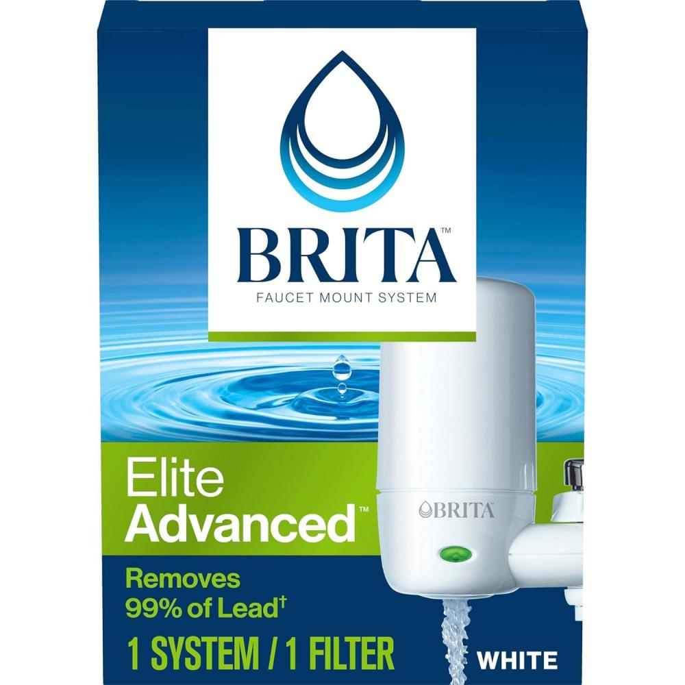 imageBrita Faucet Mount Water Filter System White NoWait Filtration Easy Install MultiUse Tap Water Filter for Kitchens Bathrooms ampamp Small SpacesComplete