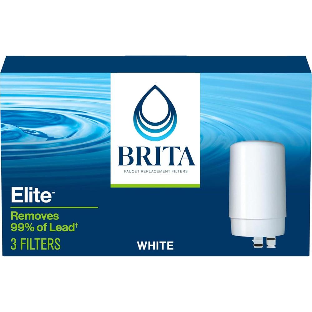 imageBrita Faucet Water Filter for Sink Water Filtration System BPAFree Replaces 750 Plastic Water Bottles Lasts Four Months or 100 Gallons Includes 3 Filters WhiteWhite