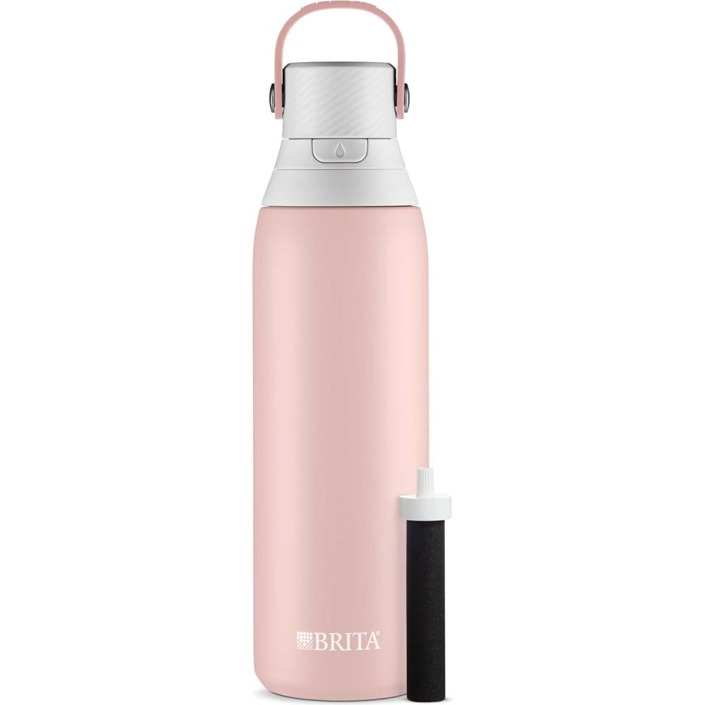 imageBrita Stainless Steel Premium Filtering Water Bottle BPAFree Reusable Insulated Replaces 300 Plastic Water Bottles Filter Lasts 2 Months or 40 Gallons Includes 1 Filter Glacier  20 ozRose