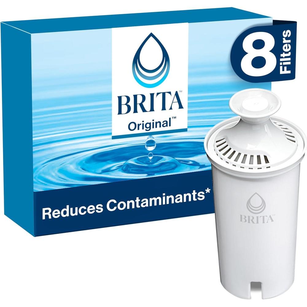 imageBrita Standard Water Filter for Pitchers and Dispensers BPAFree Reduces Copper Cadmium and Mercury Impurities Lasts Two Months or 40 Gallons Includes 2 Filters8 Count