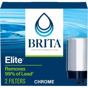 imageBrita Faucet Water Filter for Sink Water Filtration System BPAFree Reduces 99 of Lead Replaces 750 Plastic Water Bottles Lasts Four Months or 100 Gallons Includes 2 Filters Chrome