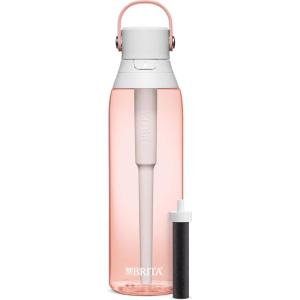 imageBrita HardSided Plastic Premium Filtering Water Bottle BPAFree Reusable Replaces 300 Plastic Water Bottles Filter Lasts 2 Months or 40 Gallons Includes 1 Filter Blush  26 oz