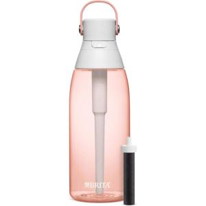 imageBrita HardSided Plastic Premium Filtering Water Bottle BPAFree Reusable Replaces 300 Plastic Water Bottles Filter Lasts 2 Months or 40 Gallons Includes 1 Filter Blush  36 oz