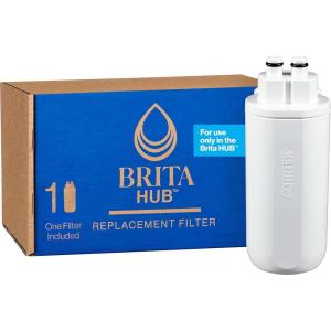 imageBrita Hub Replacement Water Filter BPAFree Replaces 900 Plastic Water Bottles Lasts Six Months or 120 Gallons Includes 1 Filter Kitchen Essential White1 Count