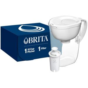 imageBrita Large Water Filter Pitcher for Tap and Drinking Water with SmartLight Change Indicator Includes 1 Standard Filter BPAFree Lasts 2 Months 10Cup Capacity Stretch Limo BlackWhite