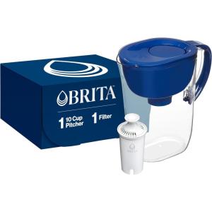 imageBrita Large Water Filter Pitcher for Tap and Drinking Water with SmartLight Change Indicator Includes 1 Standard Filter BPAFree Lasts 2 Months 10Cup Capacity Mazarine Blue