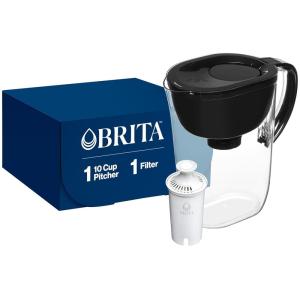 imageBrita Large Water Filter Pitcher for Tap and Drinking Water with SmartLight Change Indicator Includes 1 Standard Filter BPAFree Lasts 2 Months 10Cup Capacity Stretch Limo BlackBlack