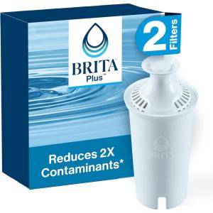imageBrita Plus Water Filter BPAFree HighDensity Replacement Filter for Pitchers and Dispensers Reduces 2x Contaminants Lasts Two Months or 40 Gallons Includes 4 Filters2 Count