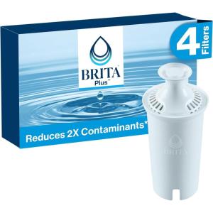 imageBrita Plus Water Filter BPAFree HighDensity Replacement Filter for Pitchers and Dispensers Reduces 2x Contaminants Lasts Two Months or 40 Gallons Includes 4 Filters4 Count