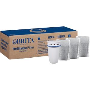 imageBrita Refillable Water Filter Refill Packs for Pitchers and Dispensers BPAFree 80 Less Plastic Each Lasts Two Months For Use with Refillable Shell Sold Separately 3 Filters1 Filter Shell  3 Refills