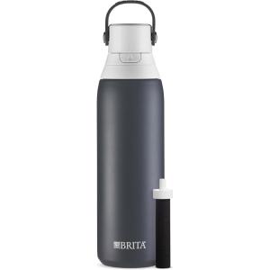imageBrita Stainless Steel Premium Filtering Water Bottle BPAFree Reusable Insulated Replaces 300 Plastic Water Bottles Filter Lasts 2 Months or 40 Gallons Includes 1 Filter Glacier  20 ozCarbon
