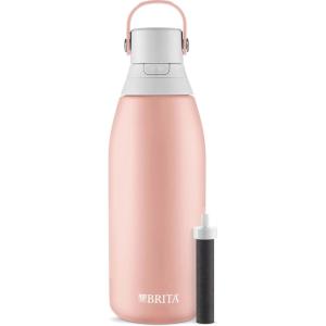 imageBrita Stainless Steel Premium Filtering Water Bottle BPAFree Reusable Insulated Replaces 300 Plastic Water Bottles Filter Lasts 2 Months or 40 Gallons Includes 1 Filter Rose  32 oz32 Ounces Pack of 12