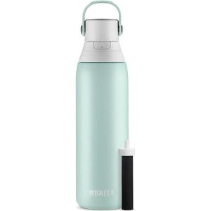 imageBrita Stainless Steel Premium Filtering Water Bottle BPAFree Reusable Insulated Replaces 300 Plastic Water Bottles Filter Lasts 2 Months or 40 Gallons Includes 1 Filter Glacier  20 ozGlacier