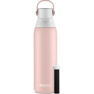 imageBrita Stainless Steel Premium Filtering Water Bottle BPAFree Reusable Insulated Replaces 300 Plastic Water Bottles Filter Lasts 2 Months or 40 Gallons Includes 1 Filter Glacier  20 ozRose