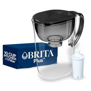 imageBrita Large 10 Cup Water Filter Pitcher 1 BritaPlus Filter Everyday Clear Package May VaryBlack
