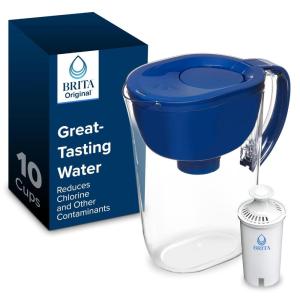 imageBrita Small 6 Cup Water Filter Pitcher 1 BritaPlus Filter Metro Clear Package May VaryBlue